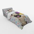 thumbnail image 2 of Birthday Duvet Cover Set, Animal Dog Smiling Pug with Party Balloons Greeting Card Inspired Design, Bedding Set with Shams and Fitted Sheet, 3 Sizes, by Ambesonne, 2 of 2