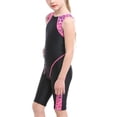 thumbnail image 4 of Avrnliq Girls Knee Length Jammer Swimsuit, Black Racerback One Piece Athletic Swimwear for 4-12 Years, Chlorine Resistant Performance Training Suit,Size 8-10 T, 4 of 9