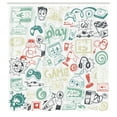 thumbnail image 2 of Ambesonne Video Games Shower Curtain, Monochrome Gaming 90s, 69"Wx70"L, Pale Sage, 2 of 4