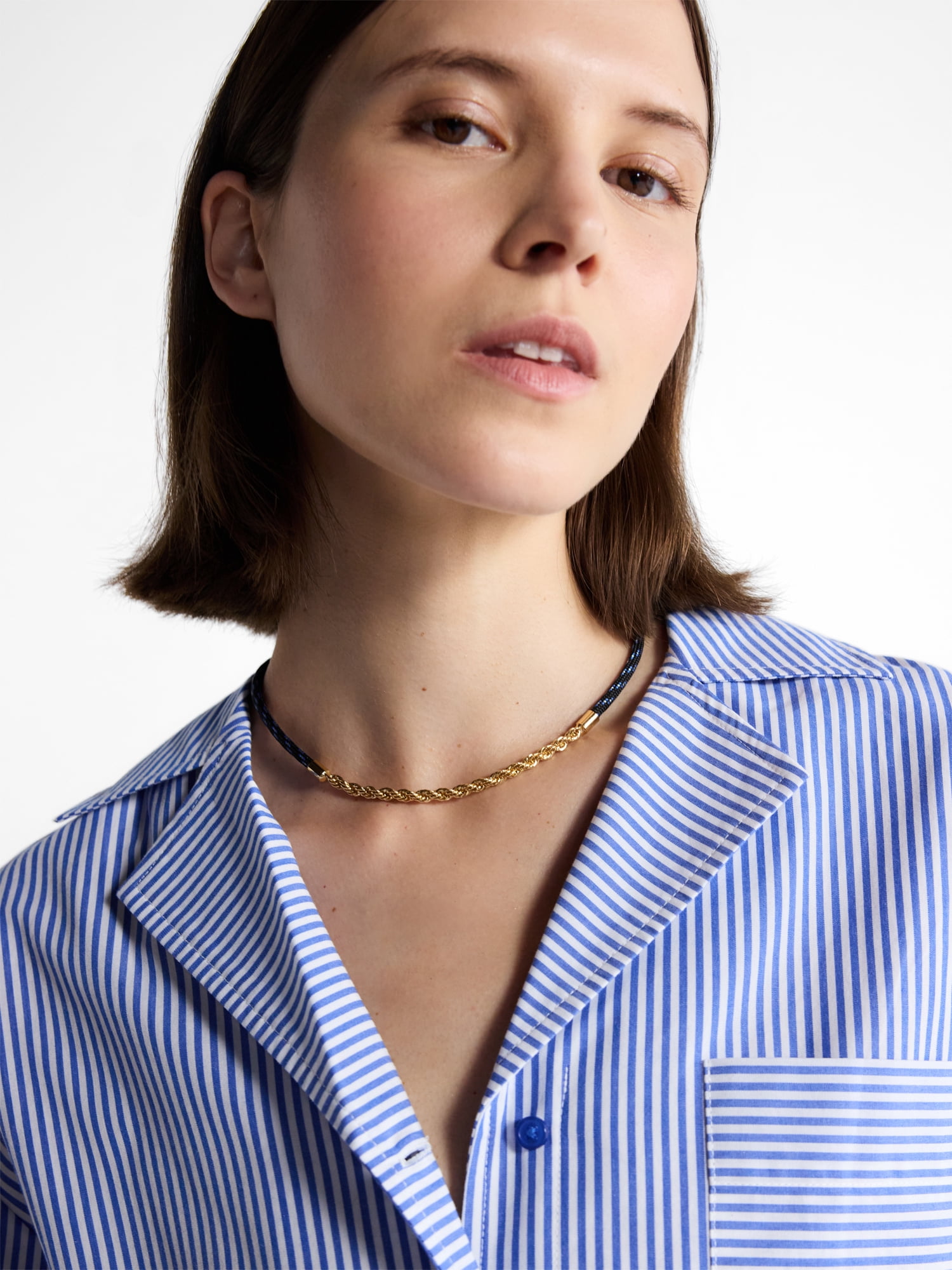 Free Assembly Women's Gold-Tone and Navy Rope Necklace, 16" + 3" Extender