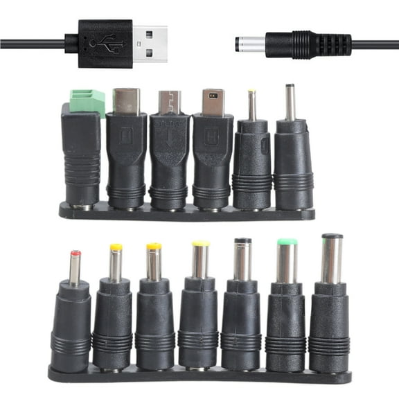 USB to DC5521 Power Cable 5V DC5.5x2.1mm Charging Cord Includes with 13 Tips