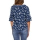 thumbnail image 3 of Blusa floral con cuello atado y volantes en capas de manga de codo para mujer INSPIRE CHIC en azul marino, 3 of 8
