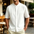 thumbnail image 3 of Stamzod Mens Summer Shirts 2026 Stand Collar Short Sleeve Dress Shirt Casual Work Wedding Button Up Shirt White XXXL, 3 of 10