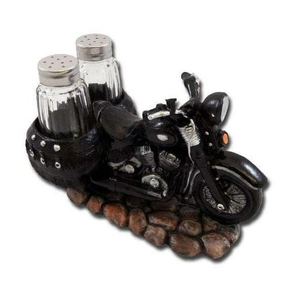 Spice The Open Roads Black Motorcycle Salt and Pepper Set by DWK