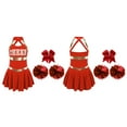 thumbnail image 4 of renvena Kids Girls Cheer Leader Uniform Cheerleading Dance Dress with Pom Poms Headwear A Red 16, 4 of 7