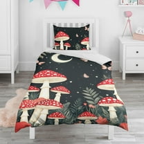 Mushroom and Butterfly Duvet Cover and Pillowcase Set for Single Bedding, Bedroom Accessories for Kids Teens