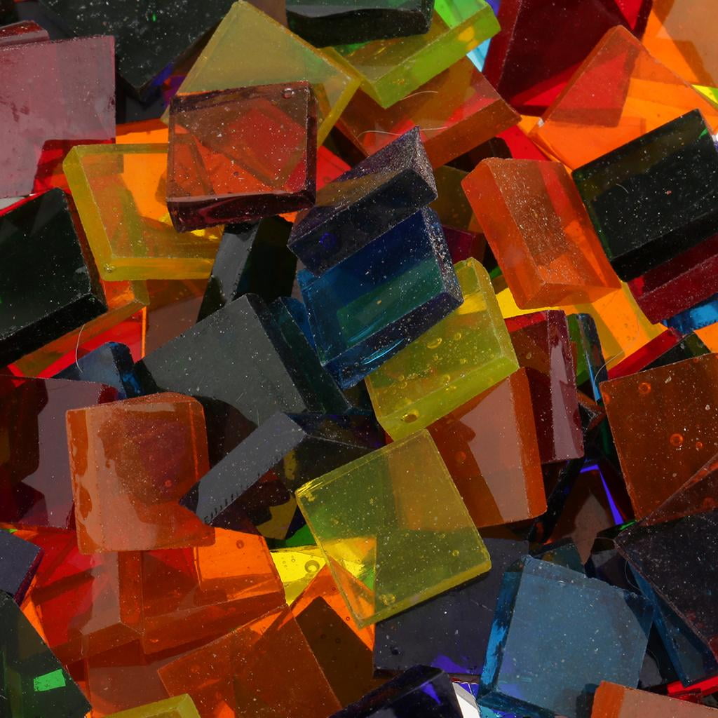 FVDPWYE 320g Assorted Color Square Clear Glass Pieces Mosaic Tiles For DIY Mosaic Making