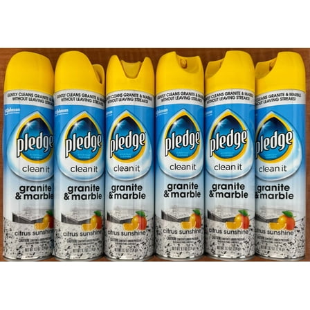 6 Pledge Everyday Cleaner Clean It Granite & Marble Spray Citrus Sunshine 9.7 oz