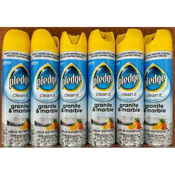 6 Pledge Everyday Cleaner Clean It Granite & Marble Spray Citrus Sunshine 9.7 oz