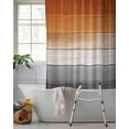 thumbnail image 2 of Split Shower Curtain for Transfer Bench, Orange Gray Fabric Shower Curtains for Bathroom, Farmhouse Retro Gradient Wooden Grain Tub Sliding Transfer Bench Waterproof Bath Curtains 72"x78", 2 of 9