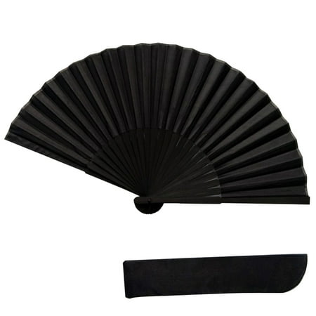 

2PCS Large Black Folding Silk Hand Fan Hand Folding Fans Chinese Thickened Folding Fan for Men New