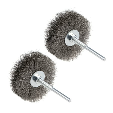 Wire Wheel Brush with Shank Bench Stainless Steel Crimped 3.35-Inch Wheel Dia for Removing Rust Polishing 2