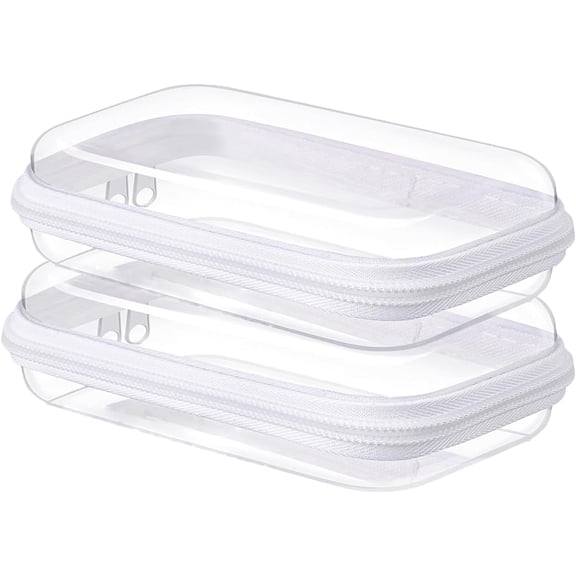 2-Pack Storage Case – Clear Hard Shell with Double Zippers, Multi-Purpose Organizer for Snacks, Makeup Tools, Toiletries & Cosmetics