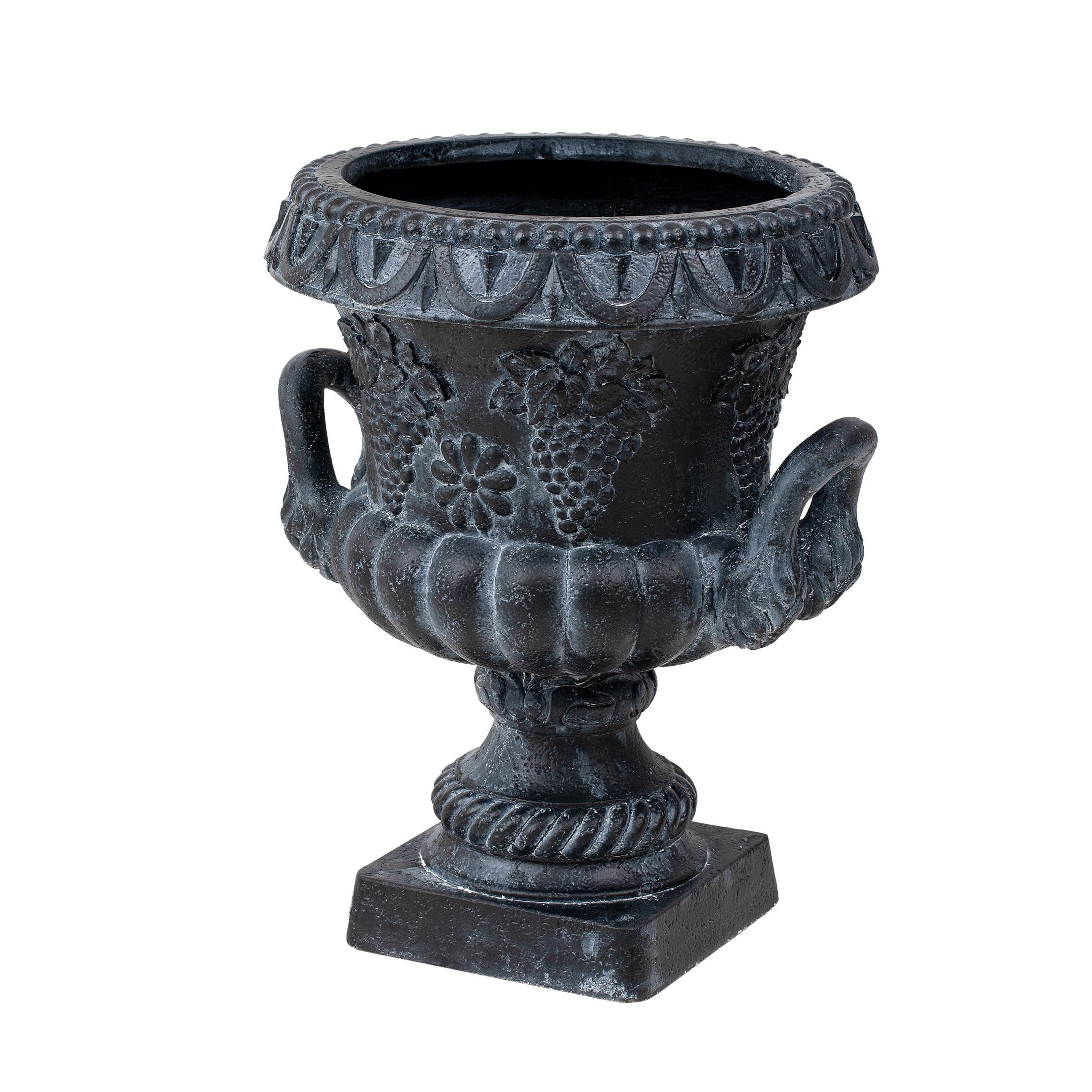 Christopher Knight Home MGO Grape Relief Urn Planter with Elephant-Head Handles, Antique Black