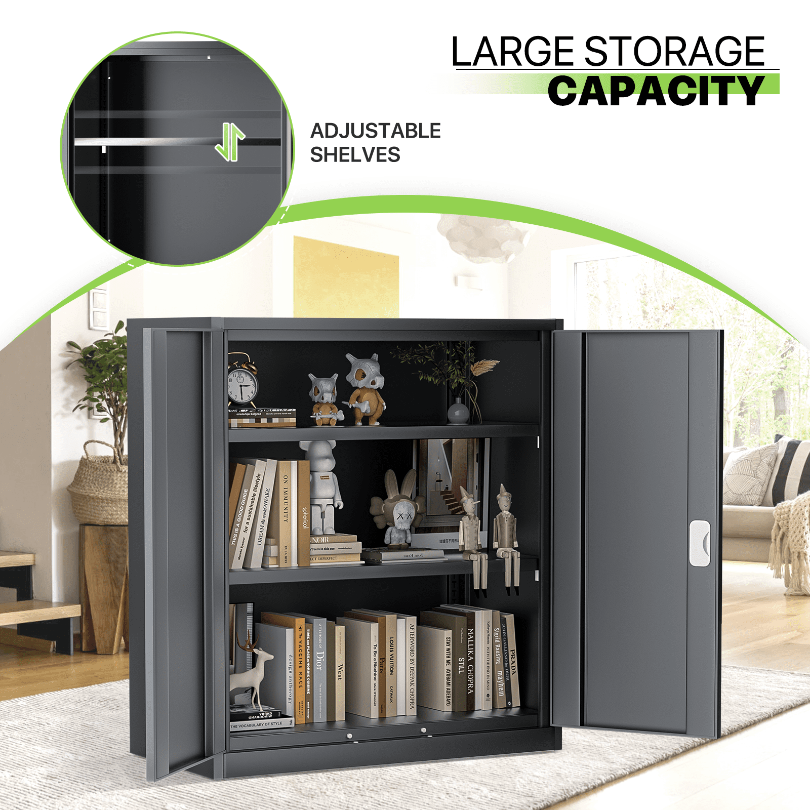 Magshion Metal Cabinet, 36" Tool Steel Locking Cabinet with Doors, Garage Storage Systems Lockable File Cabinet for Home Office Classroom, Grey