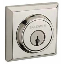 Baldwin Reserve Dctsd141 Double Cylinder Traditional Square Deadbolt With 6Al Latch And Dual Strike Bright Nickel Finish