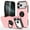 Light Pink, variant on Hidden Ring Hook Stand Hybrid Case for iPhone 17 with Tempered Glass Screen Protector - Red