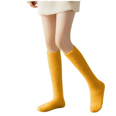 LARUYEKO Coral Velvet Calf Socks for Women in Autumn and Winter Plus Velvet Thickened Home Floor Sleeping Confinement Warm Winter Stockings Dolls Lingerie Footlocker I Heart Raves Sequin Compression