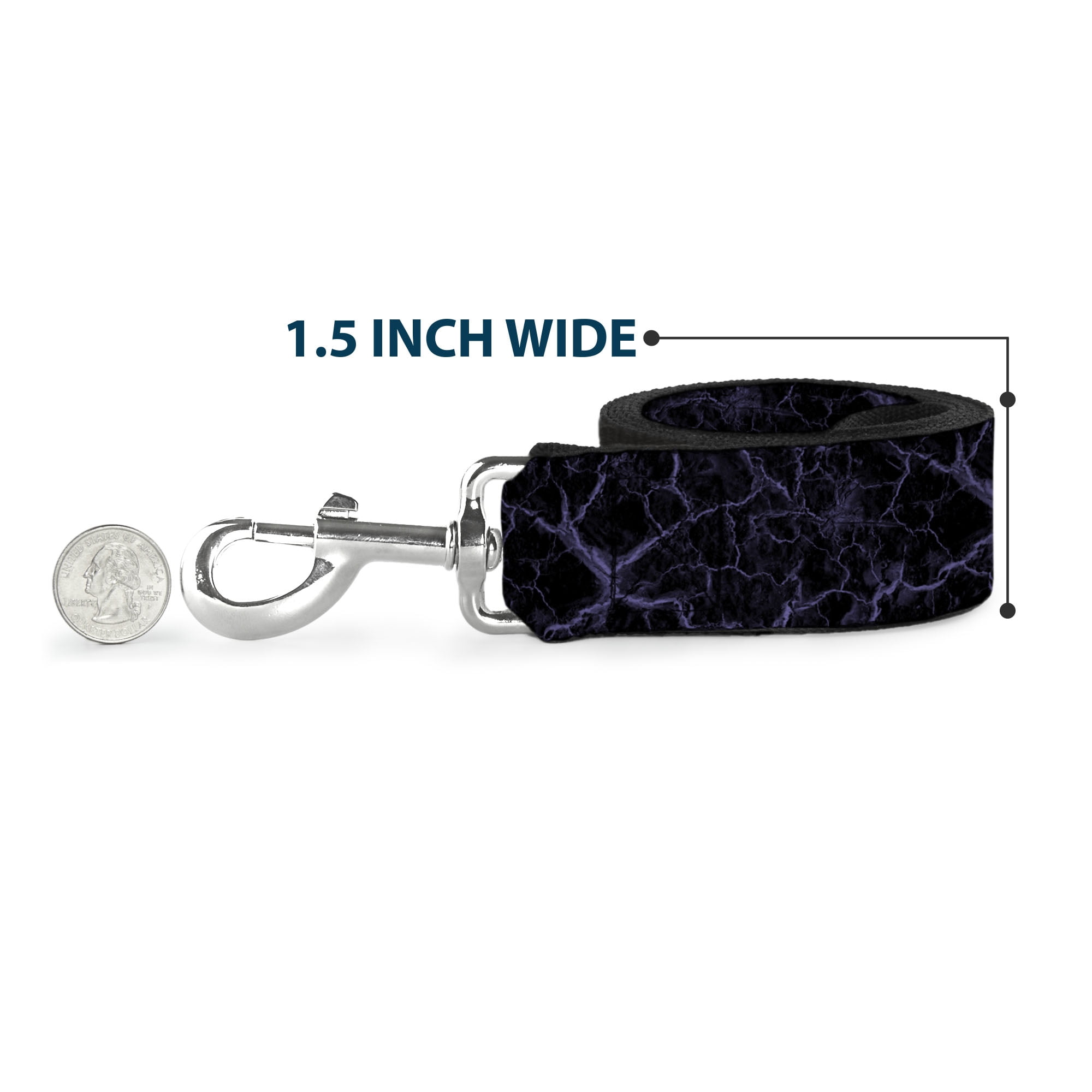 Buckle-Down Pet Leash, Dog Leash, Marble Black Purple, 6 Feet Long 1.0 Inch Wide