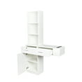 thumbnail image 3 of Dresser for Bedroom, Modern Desk with 2 Drawers, 1 Cabinet and 2 Shelves, Multifunctional Cabinets with Large Storage for Bedroom Living Room, Easy Assembly, Unique T-shaped Design, White, 3 of 7