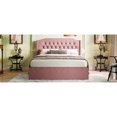 thumbnail image 5 of Elegant Queen Size Bed With Upholstery, Crystal Button Accents, Wingback Headboard, And Functional Under Storage, Pinkish Colorway Pink, 5 of 6