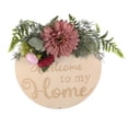 thumbnail image 1 of Cartel De Bienvenida Corona Colgador De Puerta Delantera Flor Artificial Tablero De Madera Campana De Metal Delicado Fácil Instalación Estilo De Campo Redondo Cartel Colgante Al Aire Libre Decoración seitruly HA027233-03, 1 of 6