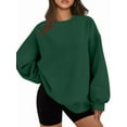 thumbnail image 1 of Sudadera con Capucha de Gran Tamaño para Mujer, Suéteres de Larga con Cuello Redondo de , Conjuntos Cómodos de Moda de Otoño. Verde Oscuro L, 1 of 9