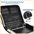 thumbnail image 4 of Zipper Binder with Shoulder Strap 2 inch 3 Ring Waterproof File Folder Organizer Bag 500 Sheet Light Yellow Small Flower, 4 of 8