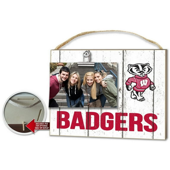 KH Sports Wisconsin Badgers Clip It Weathered Logo Photo Frame