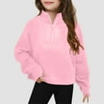 thumbnail image 2 of Ramiter Girls Oversized Sweatshirt Girls Half Zipper Sweatshirts Trendy Fall Long Sleeve Pullover Tops for Teen Girl kids Mock Neck Thumb Hole Sweater(Pink,7-8 Years), 2 of 7