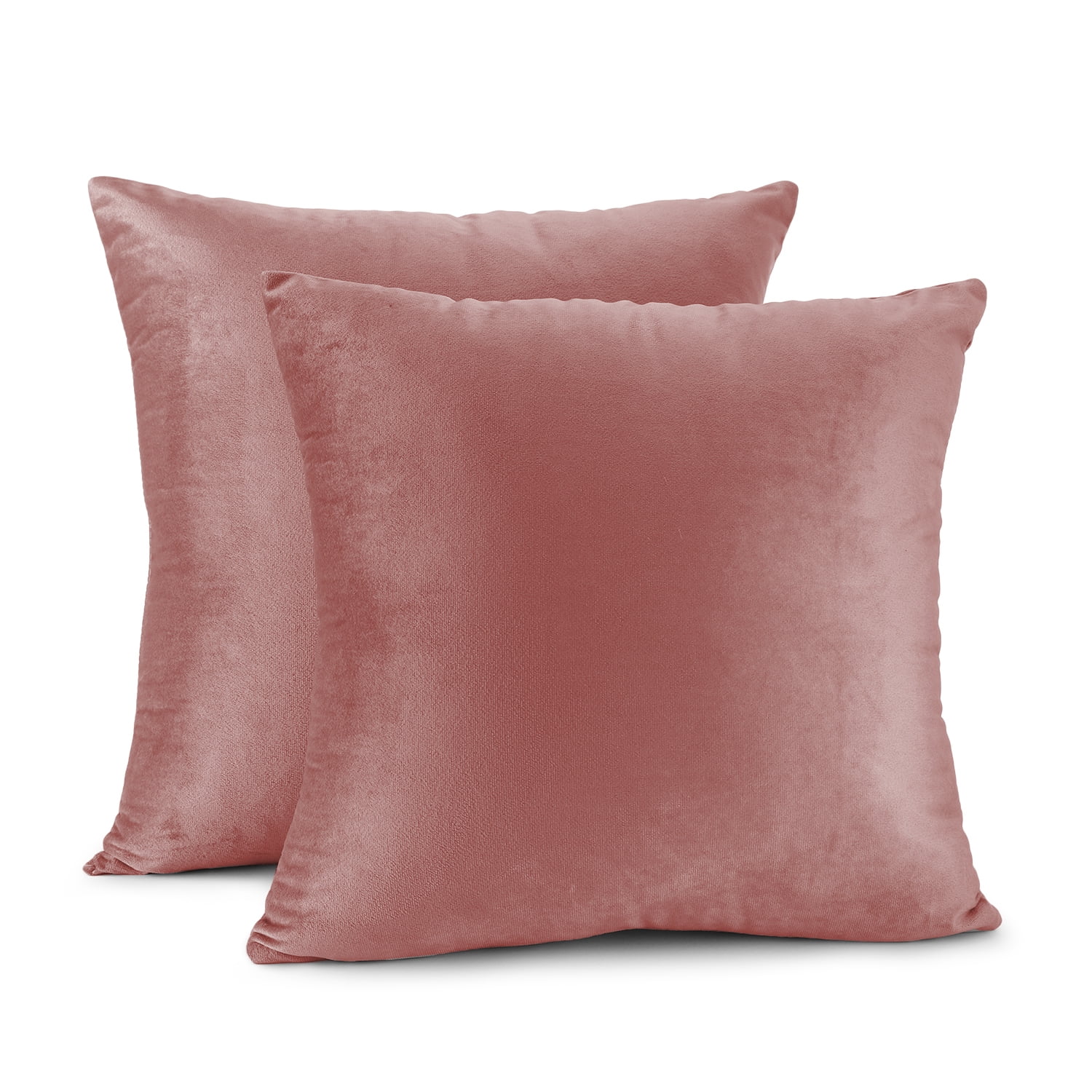 Clara Clark Plush Solid Decorative Microfiber Square Throw Pillow Cover with Throw Pillow Insert for Couch, Misty Rose, 22"x22"", 4 Piece Decorative Soft Throw Pillow Set