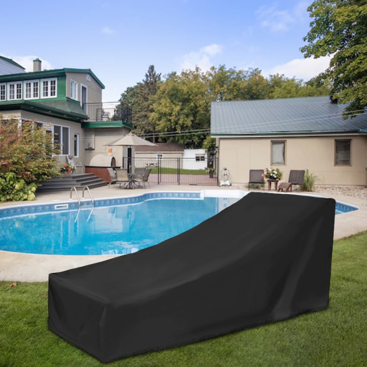 OPTUTUS 600D Outdoor Chaise Lounge Covers Waterproof ，Patio Furniture Pool Lounge Chair Cover 83 x 32 x 30 inch