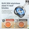 thumbnail image 2 of Immersion Blender 5 in 1 Hand Blender 800W Heavy Duty Motor, 15 Speed and Turbo Mode Handheld Blender Stainless Steel Blade With 800ml Mixing Beaker, 600ml Chopper, Whisk and Milk Frother, 2 of 8