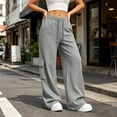 thumbnail image 7 of Women's Cargo Sweatpants High Waist Wide Leg Drawstring Baggy Fleece Lined Pants Casual Athletic Joggers with Pockets M, 7 of 7