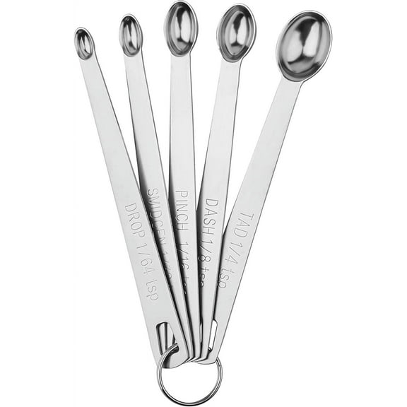 Measuring Spoons Set, Mini Spoon Tiny Spoon, Stainless Steel, 1/8, 1/16, 1/32, 1/64 Teaspoon Measuring Spoon