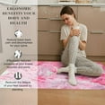 thumbnail image 4 of 2 Pieces Kitchen Rugs, Abstract Anti Fatigue Non Slip Foam Cushioned Art Modern Rococo Sea Pink Comfort Indoor Floor Mat Runner Rug Set for Laundry Office Sink Bathroom (17"x48"+17"x24"), 4 of 6