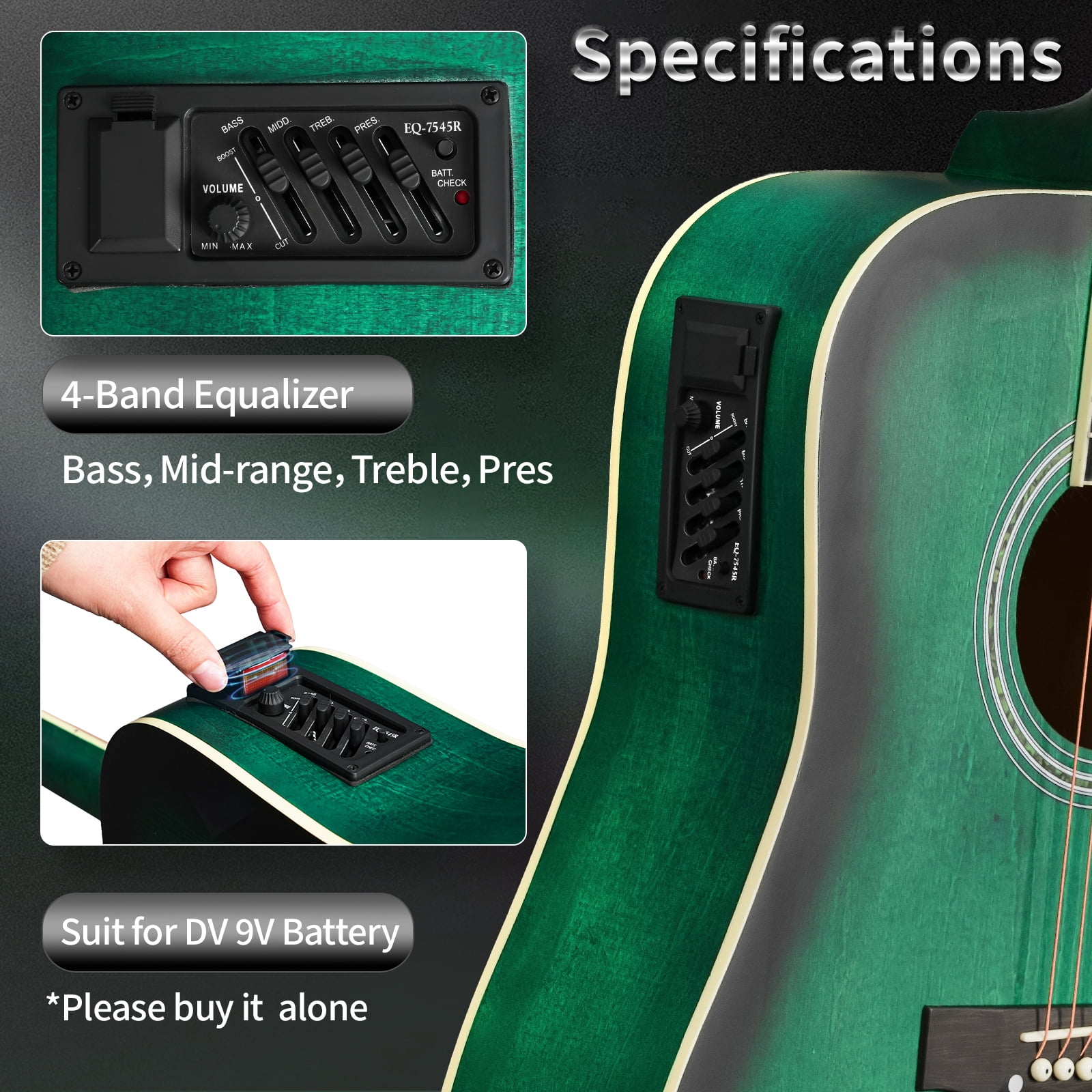 Ktaxon 41-Inch Full-Size Acoustic Electric Guitar with 10W Amp Bag Tuner and other Accessories Green