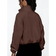 thumbnail image 4 of Womens Fleece Jackets Zip Up Oversized Sweatshirts Winter Clothes Long Sleeve Crop Fall Outfits Coffee Color S, 4 of 9