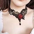 thumbnail image 1 of Collar gótico Lolita de estilo oscuro, collar gargantilla de cadena de clavícula con rosa vintage para mujer, 1 of 1