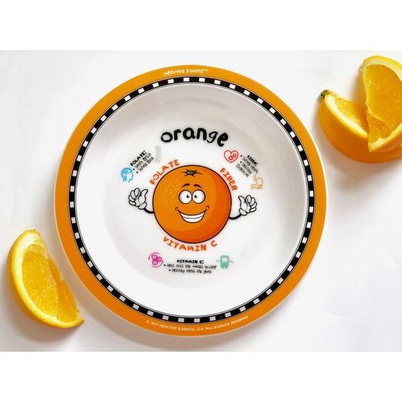 Healthy Kiddos Children’s Nonslip Fruit and Veggie Plates-Orange