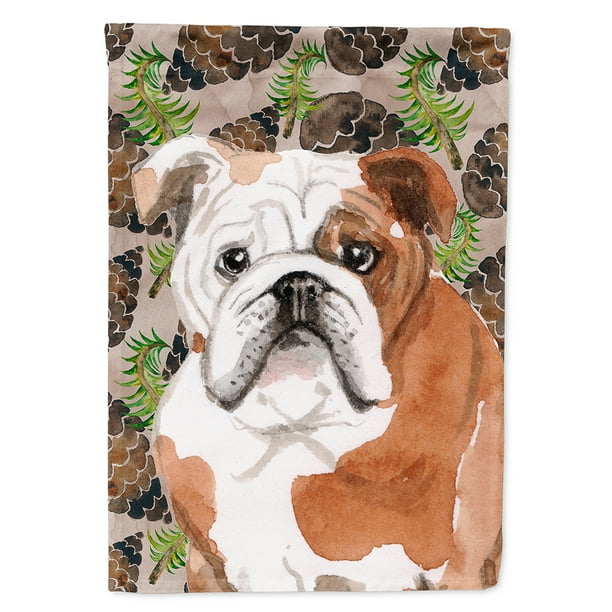 English Bulldog Pine Cones Garden Flag