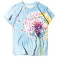 thumbnail image 7 of vigerkar Dandelion Graphic Floral T-Shirt Women Casual Summer Boho Tops Holiday Wildflowers Tee Shirts (Light Blue, XL), 7 of 7