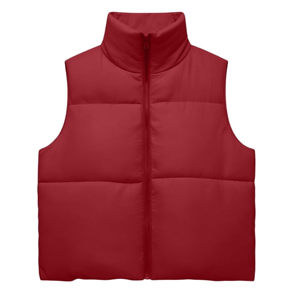 Vivianyo HD Women's Cropped Puffer Vest, Stand Collar Sleeveless Zip Up Winter Coat for Women, Sizes S-2XL