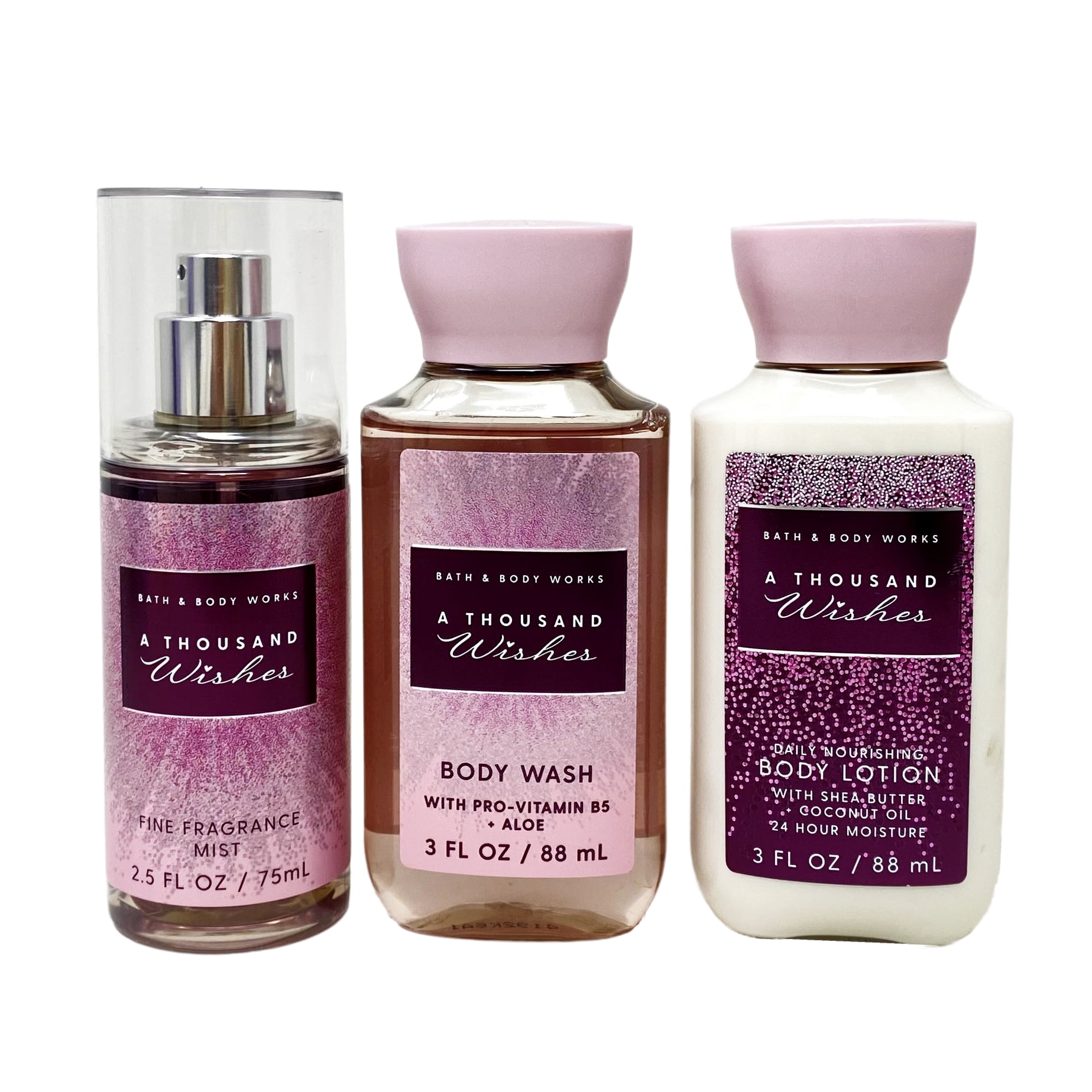 Bath & Body Works A Thousand Wishes Mini Gift Box Trio - Fragrance Mist, Body Lotion and Body Wash with a Himalayan Salts Springs Sample Soap - Travel Size