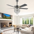thumbnail image 4 of 52 Inch Chrome Modern Crystal Ceiling Fan with Remote Control and Light Kit, 3-Speed Reversible  Ceiling Fan Bella Depot, 4 of 10