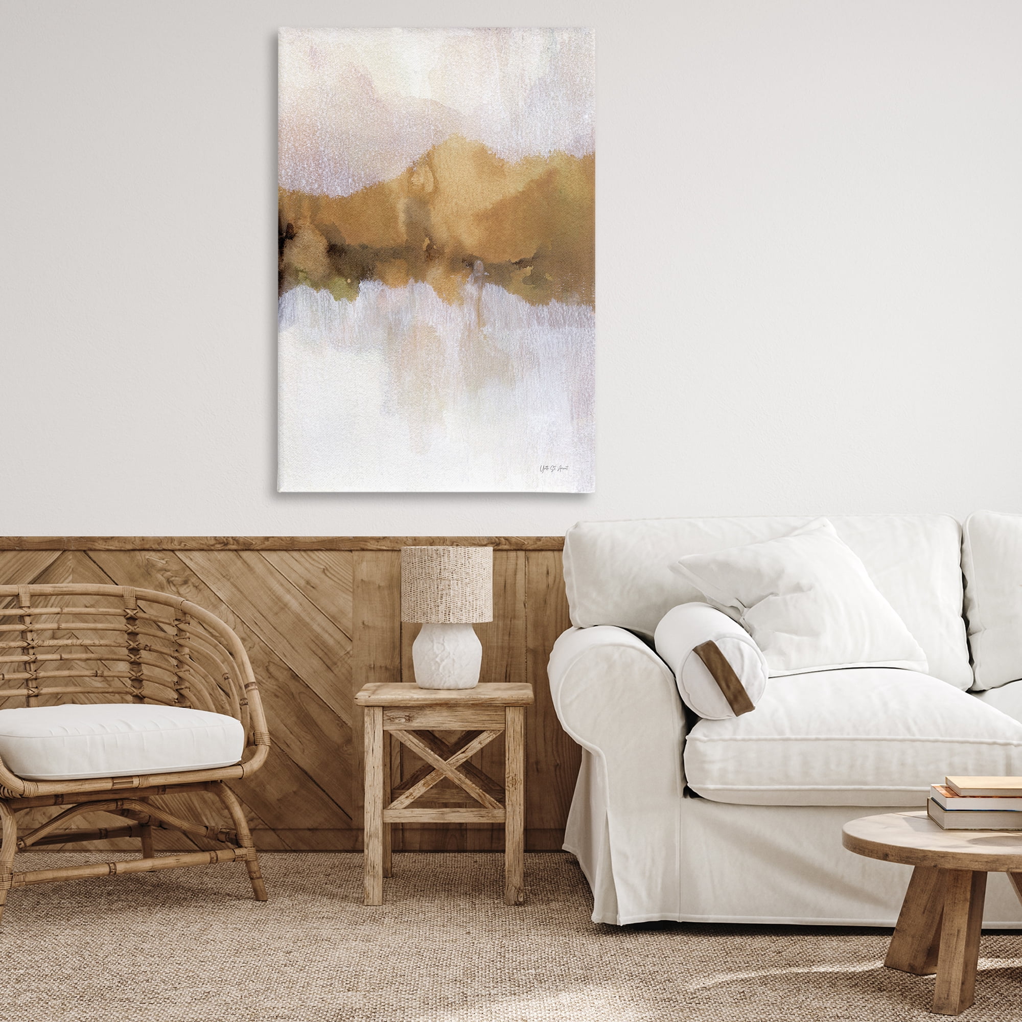 Stupell Industries Centric Golden Abstract Abstract Painting Gallery Wrapped Canvas Art Print Wall Art, 30 x 45