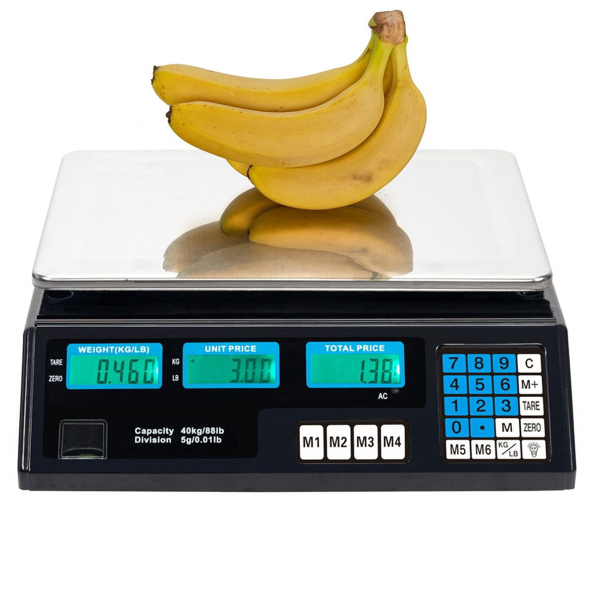 Computing Scale, 40kg/5g Digital Retail Scale / Backlit LCD, PLU Memory & Accounting