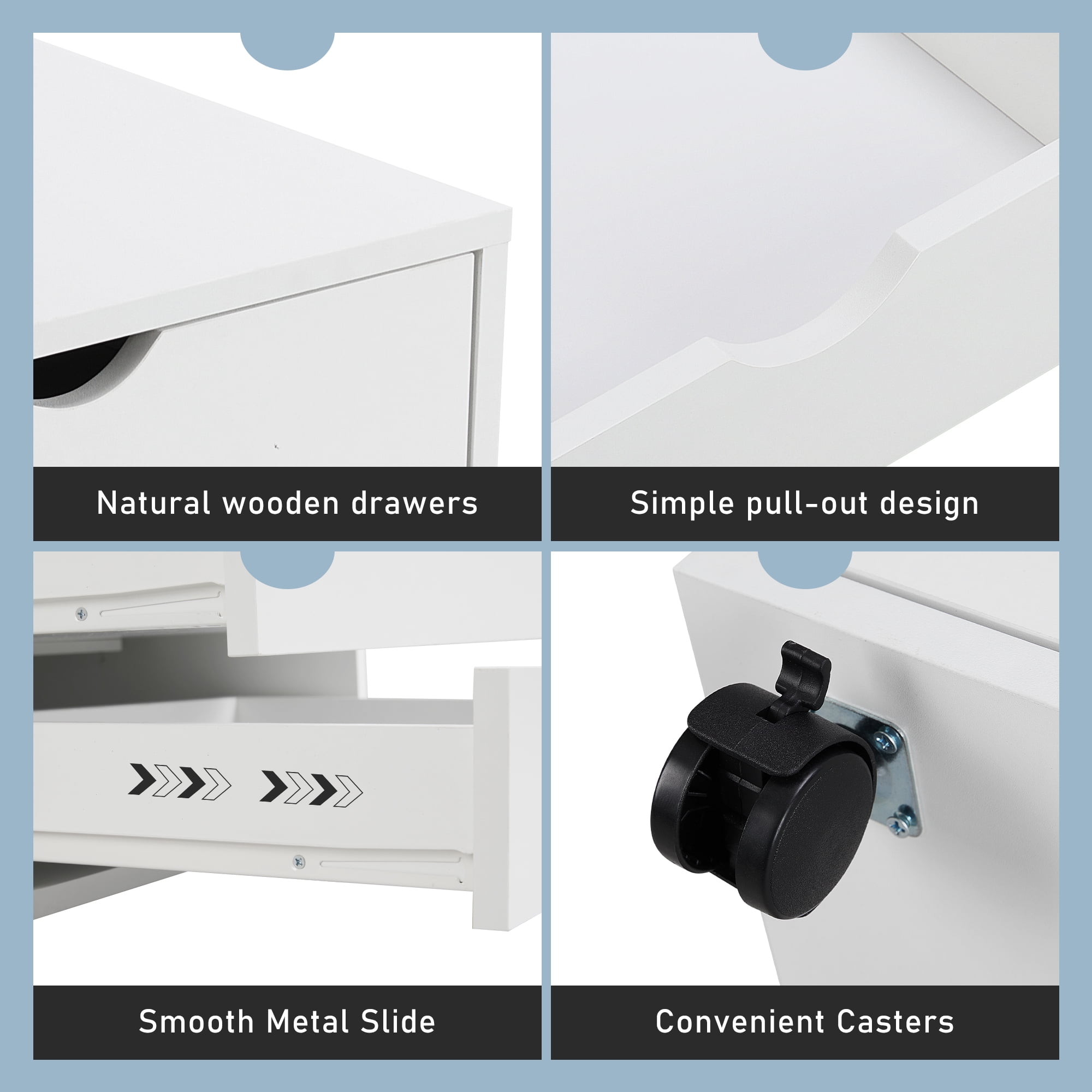 EDX 7 Drawer Dresser - Spacious Wood Storage Cabinet for Bedroom, Home, Office Organization, White