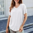 thumbnail image 2 of Outfmvch Womens Going Out Tops Graphic T-shirts Womens Flowy Summer Tops Womens Gauze Tops and Blouses Women Short Sleeve Blouse Ribbed Short Sleeve Tops for Women Cotton Boho Tops for Women White 5XL, 2 of 5