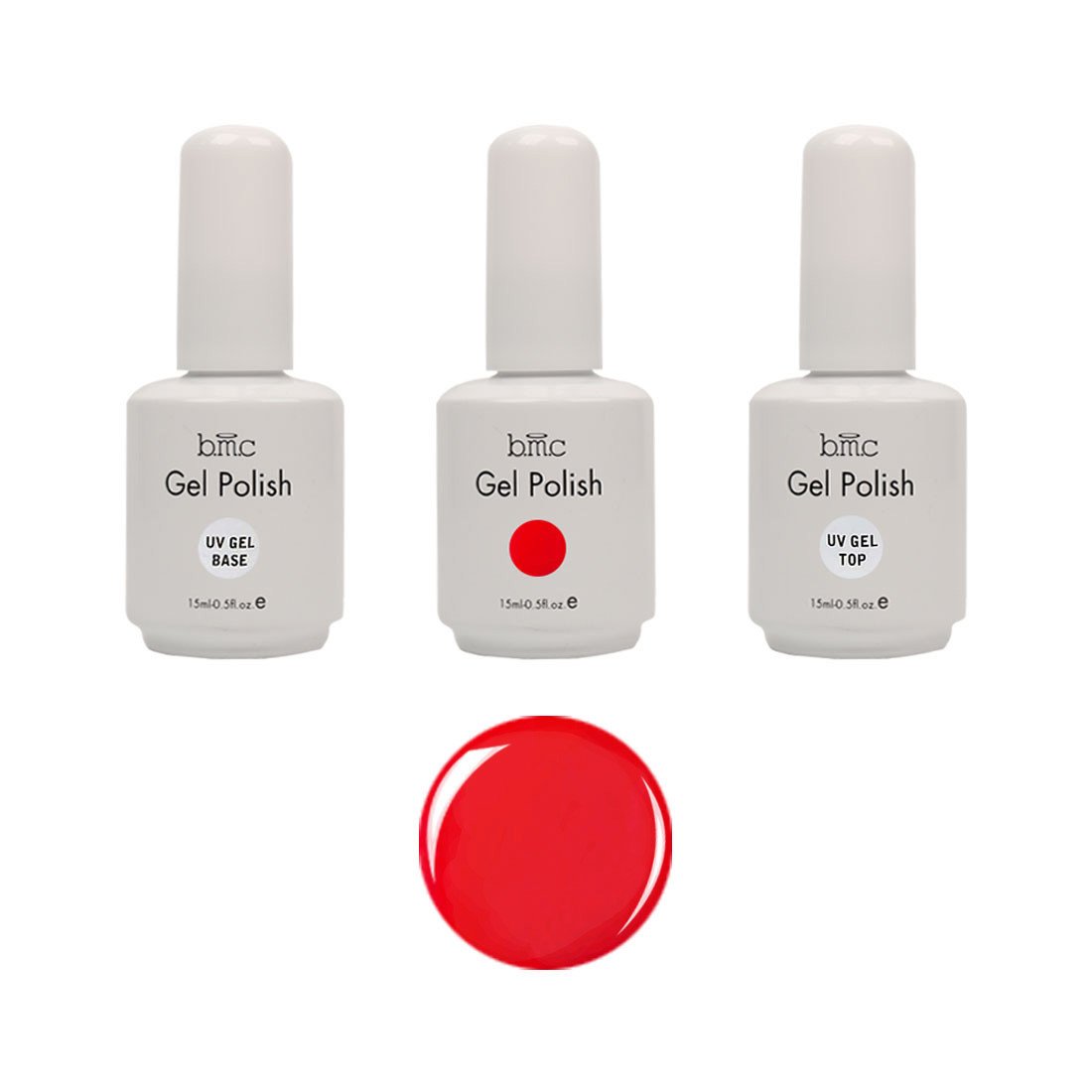 UV/LED Gel Nail Art Polish 3pc Kit One Color Red Top Base Coat Manicure Set - image 1 of 4